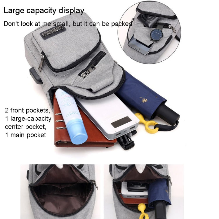 MeiJieLuo Simple Men Chest Bag Sports Youth Shoulder Crossbody Bag(Grey)
