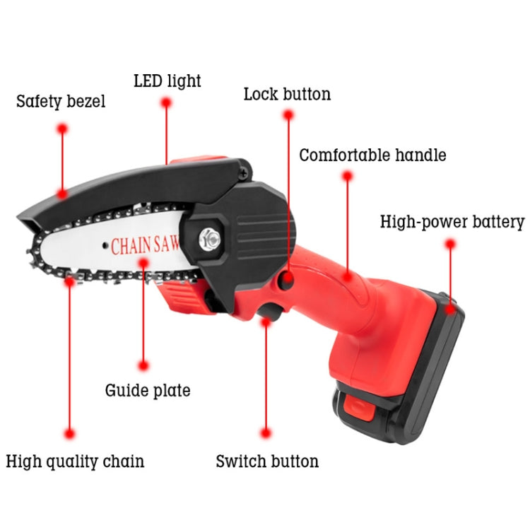 HILDA Rechargeable Cordless Mini Electrical Chain Saw Logging Tools Plastic Package, Model: US Plug With 1 Battery Black