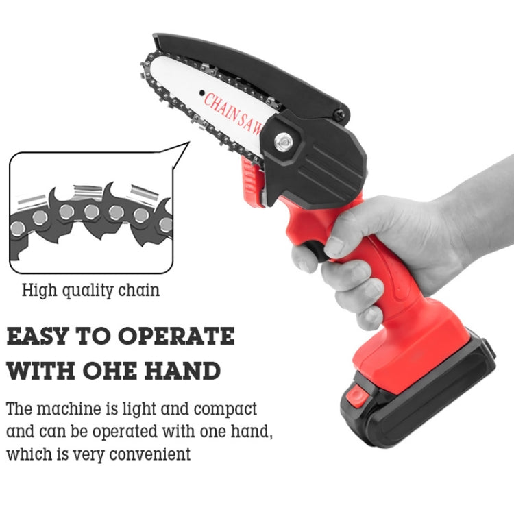 HILDA Rechargeable Cordless Mini Electrical Chain Saw Logging Tools Plastic Package, Model: EU Plug With 1 Battery Red