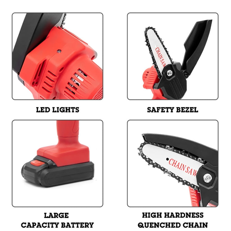 HILDA Rechargeable Cordless Mini Electrical Chain Saw Logging Tools Plastic Package, Model: US Plug With 1 Battery Black