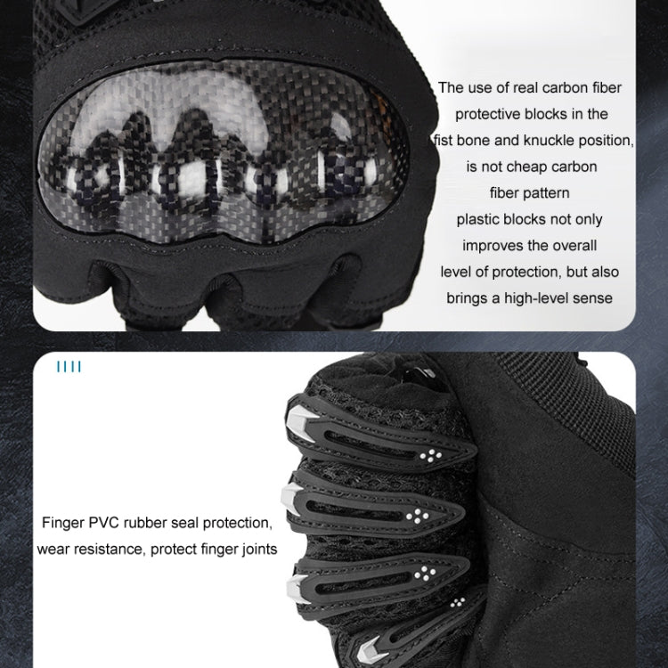 SOMAN Motorcycle Riding Anti-fall Breathable Anti-slip Carbon Fiber Gloves, Size: XL(Red)