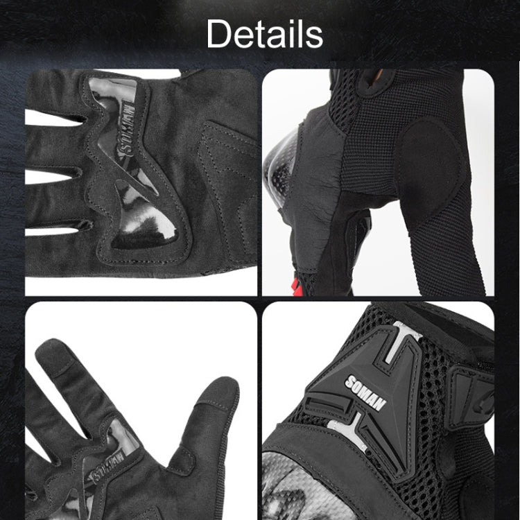 SOMAN Motorcycle Riding Anti-fall Breathable Anti-slip Carbon Fiber Gloves, Size: XL(Black)