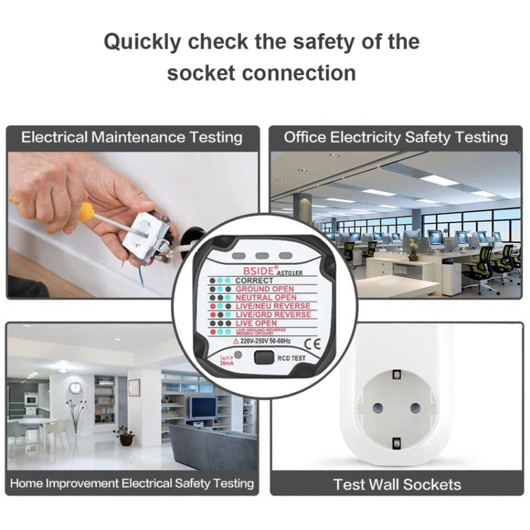 BSIDE AST01 Plug Power Tester Electrical Socket Detector EU Plug