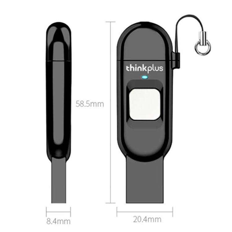 Lenovo Thinkplus TFU301 Dual Interface Type-C+USB Fingerprint Encrypted USB Flash Drive, TFU301 32G, TFU301 256G