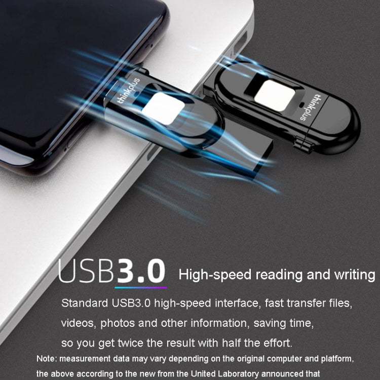 Lenovo Thinkplus TFU301 Dual Interface Type-C+USB Fingerprint Encrypted USB Flash Drive, TFU301 32G, TFU301 256G