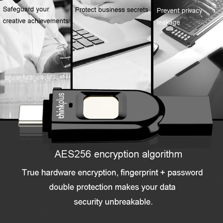 Lenovo Thinkplus TFU301 Dual Interface Type-C+USB Fingerprint Encrypted USB Flash Drive, TFU301 32G, TFU301 256G