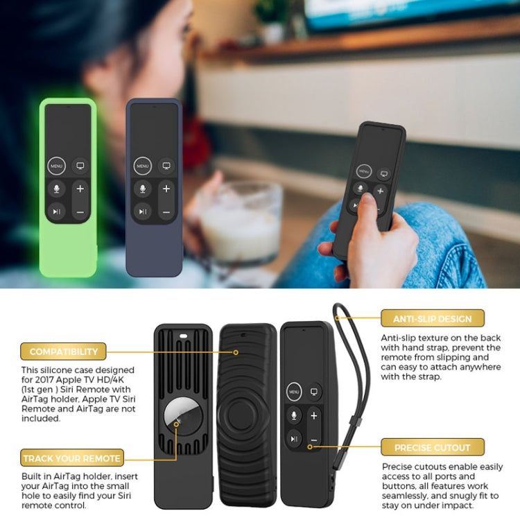For Apple TV HD / 4K+AirTag AhaStyle PT175 Remote Control Tracker 2 In 1 Silicone Protective Cover(Blue)