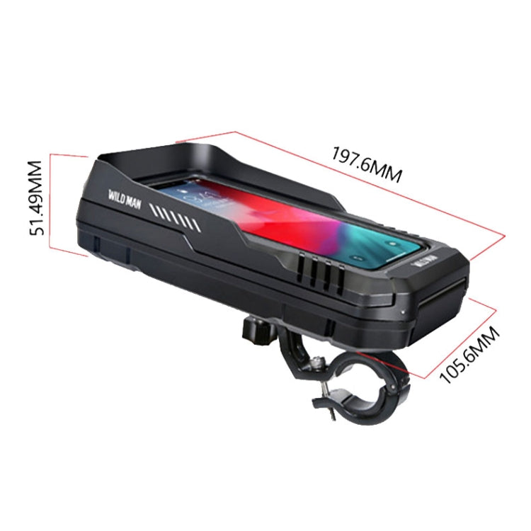 WILD MAN FK2 0.6L Bicycle Waterproof Mobile Phone Storage Box Handlebar Phone Navigation Holder(Black)