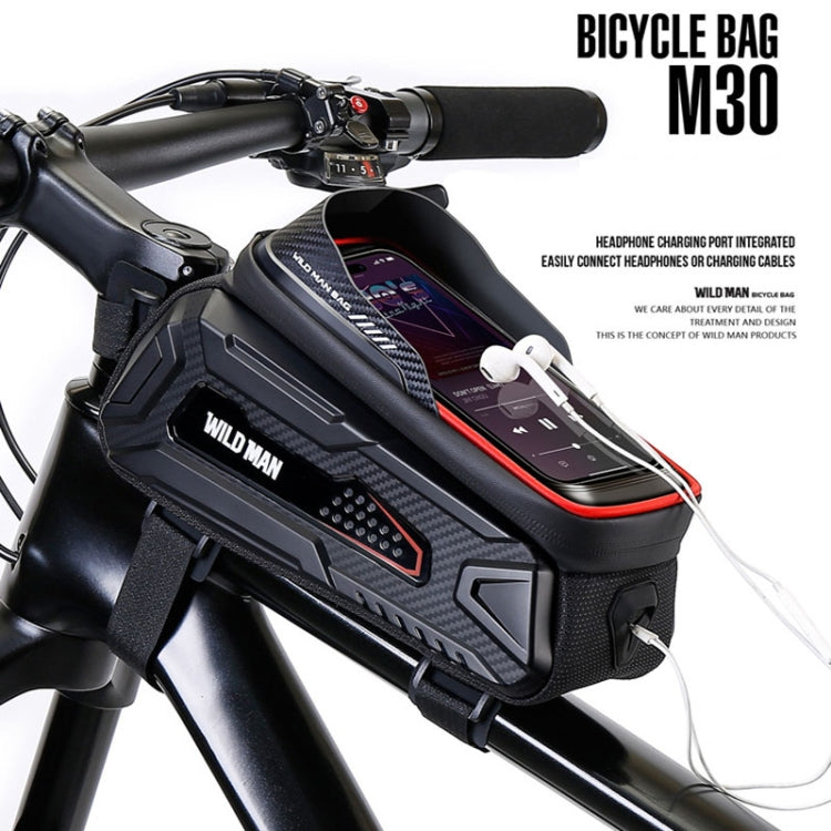 WILD MAN M30 1L Hard Shell Mountain Bike Front Beam Bag TPU Touch Screen Cycling Equipment Bag(Black)