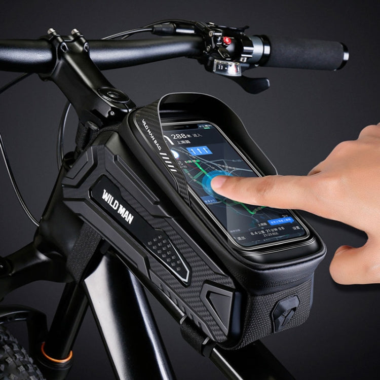 WILD MAN M30 1L Hard Shell Mountain Bike Front Beam Bag TPU Touch Screen Cycling Equipment Bag(Black Red)