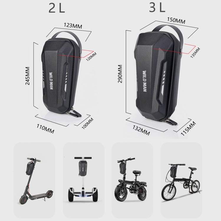WILD MAN Scooter EVA Hard Shell Front Bag Folding Bicycle Quick Release Hanging Bag, Size: 2L(Black)