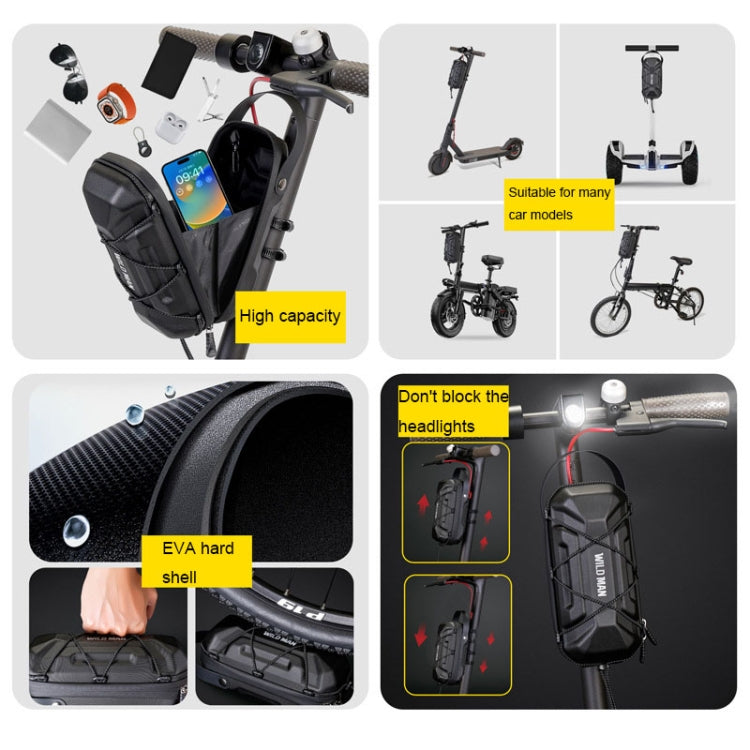WILD MAN GD6X 2L Electric Scooter EVA Hard Shell Hanging Bag Folding Bike Bag(Black)