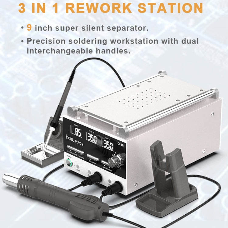 Baku BA-909D+ 750W 3 in 1 Hot Air Soldering Station Screen Remover for Mobile Phone US Plug 110V