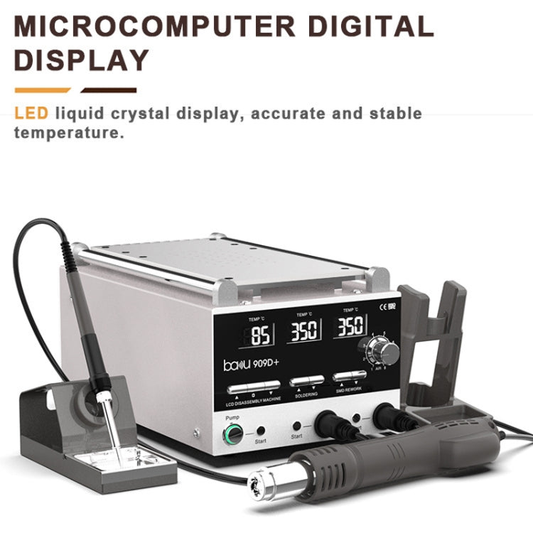 Baku BA-909D+ 750W 3 in 1 Hot Air Soldering Station Screen Remover for Mobile Phone US Plug 110V