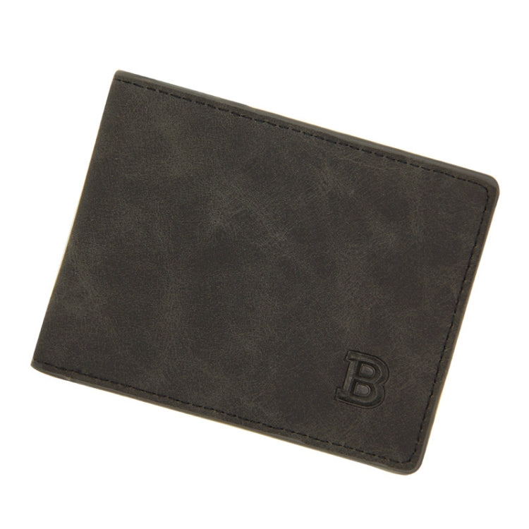 MenBense Men Short Wallet Retro Frosted Multi Card Wallet(Black)