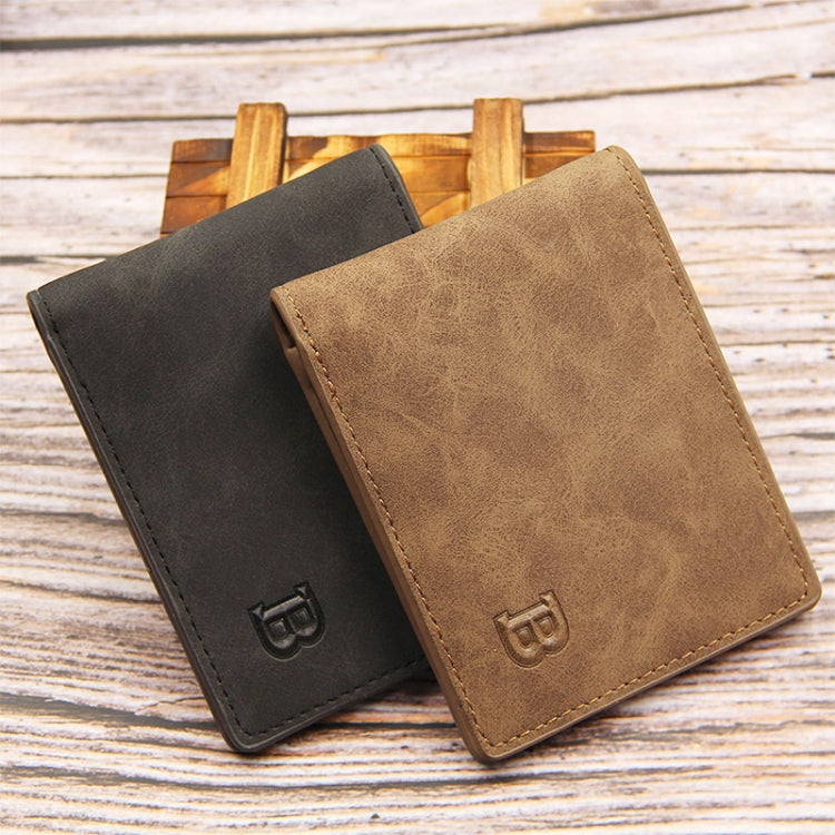 MenBense Men Short Wallet Retro Frosted Multi Card Wallet(Black)