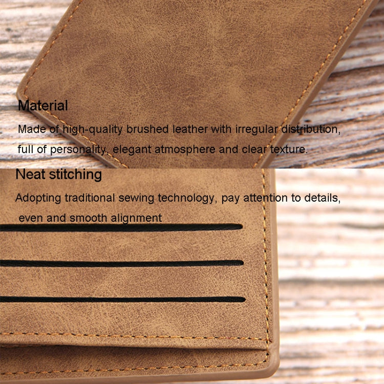 MenBense Men Short Wallet Retro Frosted Multi Card Wallet(Brown)