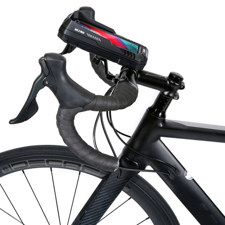 WILD MAN FK1 0.5L Mountain Bike Waterproof Phone Touch Screen Handlebar Bag Bike Holder Bag(Black)