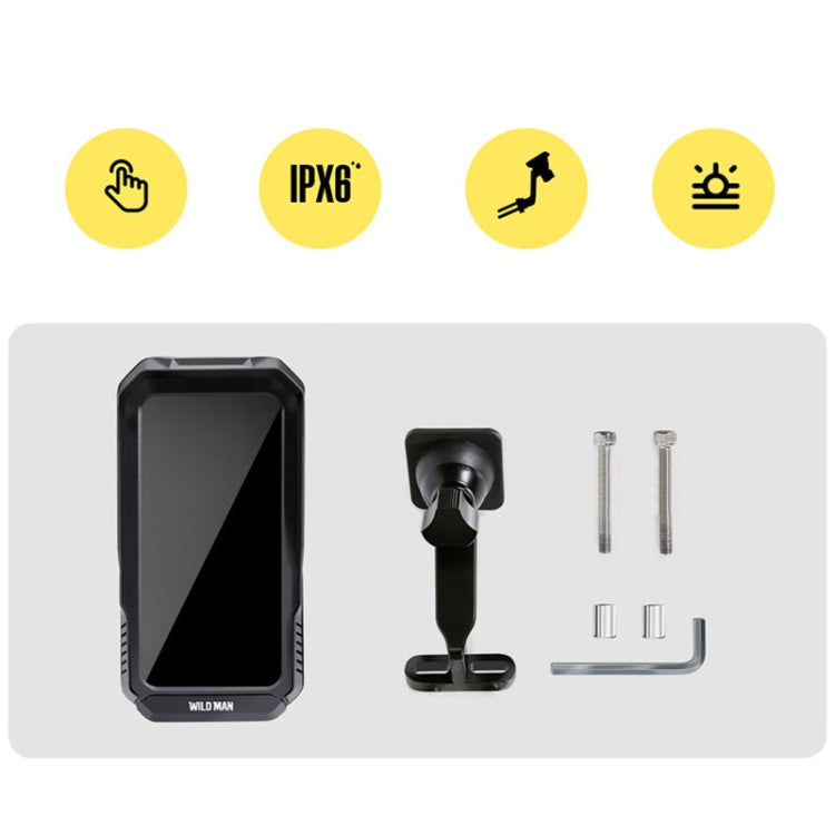 WILD MAN FK1 0.5L Mountain Bike Waterproof Phone Touch Screen Handlebar Bag Bike Holder Bag(Black)