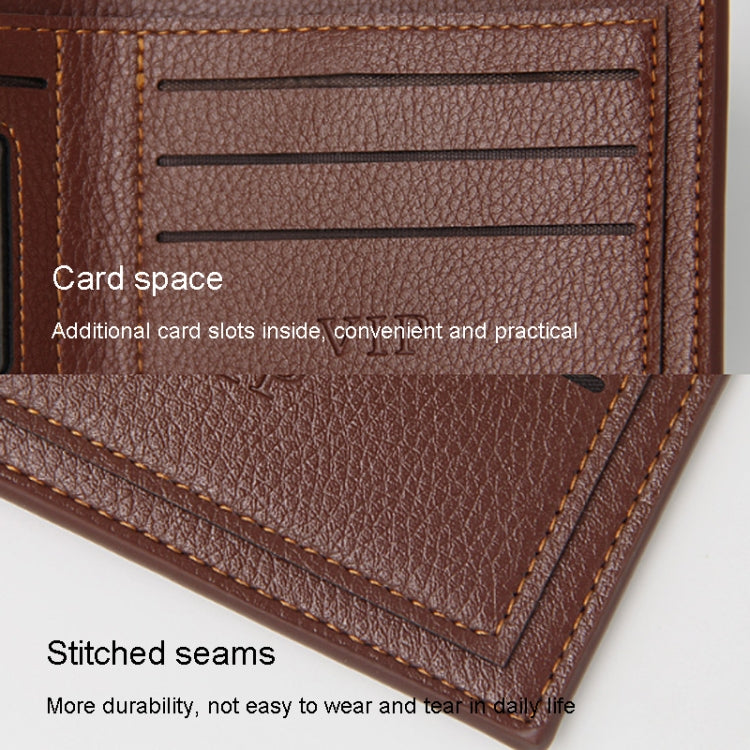 MenBense Men Wallet Casual Coin Purse Large Capacity Money Clip, Style: 555-2 (Light Coffee)