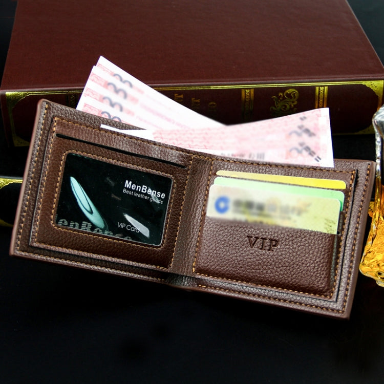 MenBense Men Wallet Casual Coin Purse Large Capacity Money Clip, Style: 555-1 (Dark Coffee)