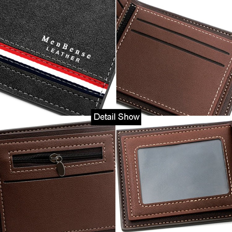 MenBense Men Short Wallet Personalized Coin Purse Frosted Clutch Money Clip(Dark Brown)