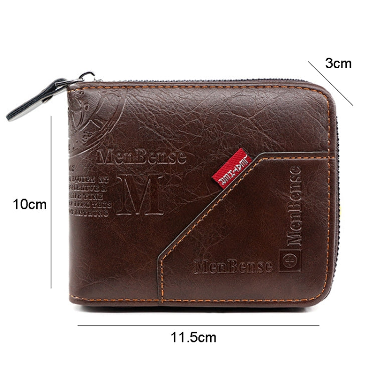 MenBense Men Short Zipper Wallet Coin Purse Large Capacity Multi-Card Money Clip(Dark Coffee)