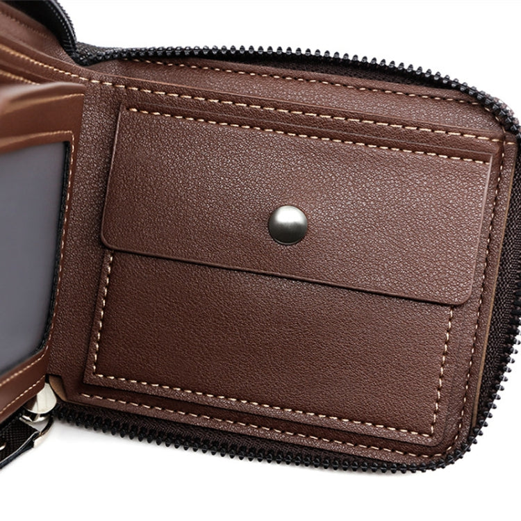 MenBense Men Short Zipper Wallet Coin Purse Large Capacity Multi-Card Money Clip(Dark Coffee)
