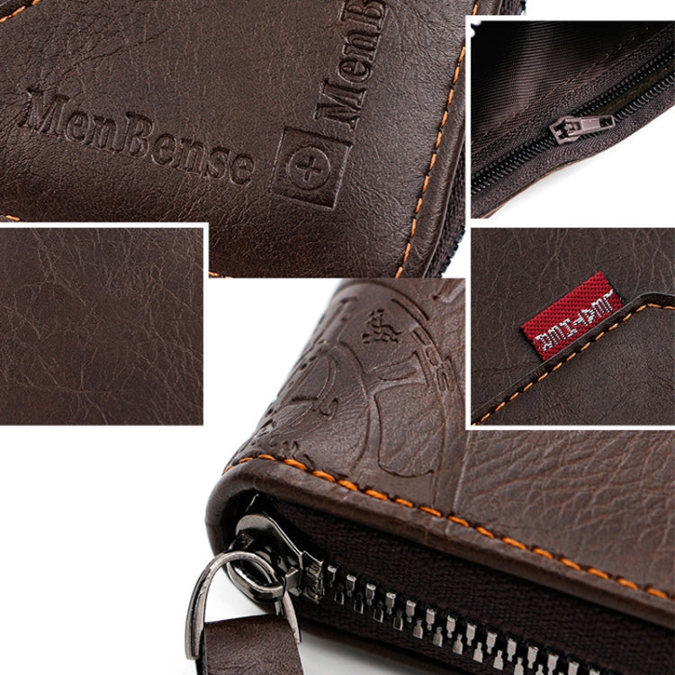 MenBense Men Short Zipper Wallet Coin Purse Large Capacity Multi-Card Money Clip(Dark Coffee)