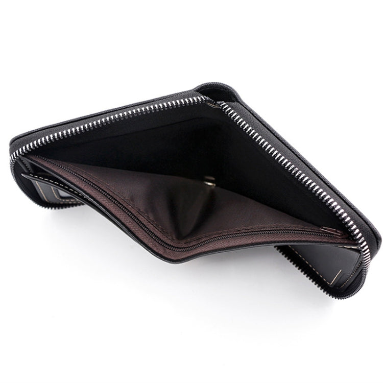 MenBense Men Short Zipper Wallet Coin Purse Large Capacity Multi-Card Money Clip(Dark Coffee)