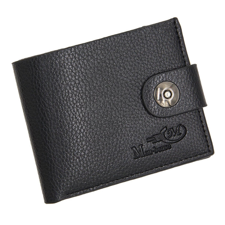 MenBense Men Short Magnetic Clasp Wallet Multi-Card Coin Purse(Black)