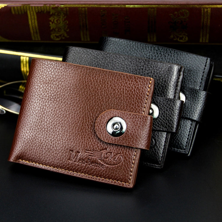 MenBense Men Short Magnetic Clasp Wallet Multi-Card Coin Purse(Black)