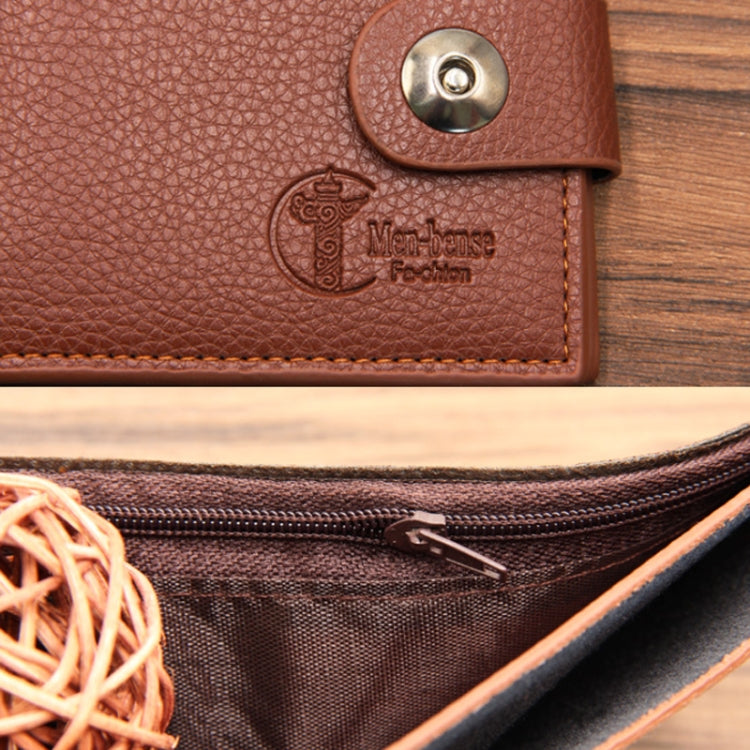 MenBense Men Short Magnetic Clasp Wallet Multi-Card Coin Purse(Light Coffee)