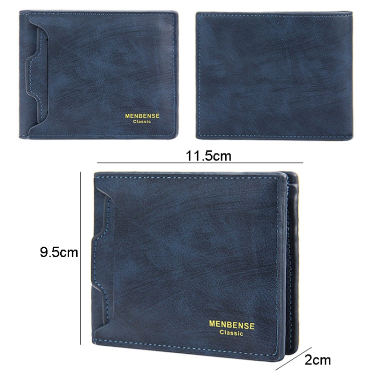 Menbense Men Short Wallet Casual Multi-Card Coin Purse(Blue)