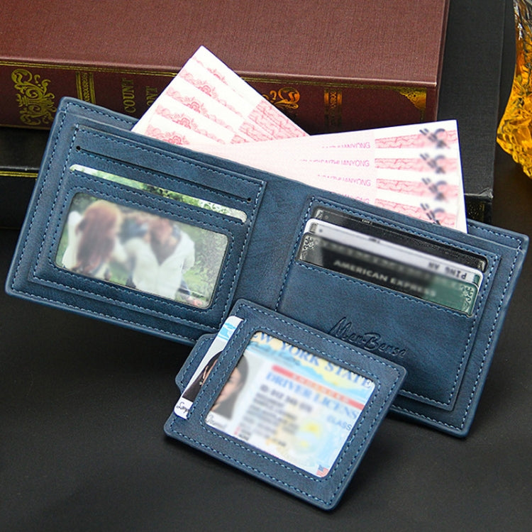 Menbense Men Short Wallet Casual Multi-Card Coin Purse(Blue)