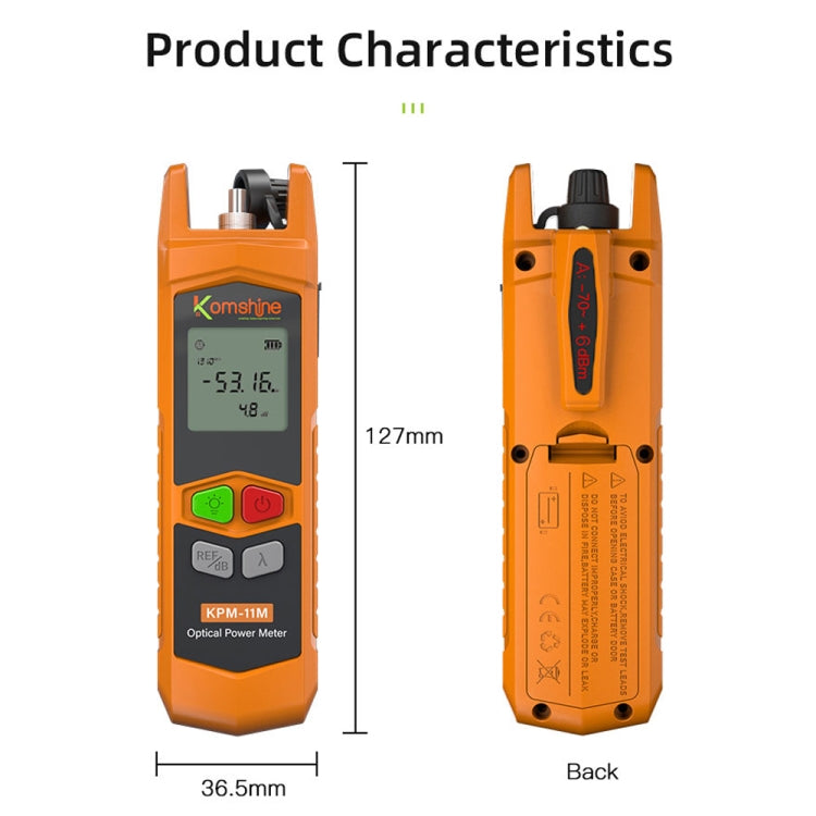 Komshine High Precision Optical Power Meter Mini Fiber Optic Light Attenuation Tester With LED, Specification: A-L/-70dBM to +6DBM