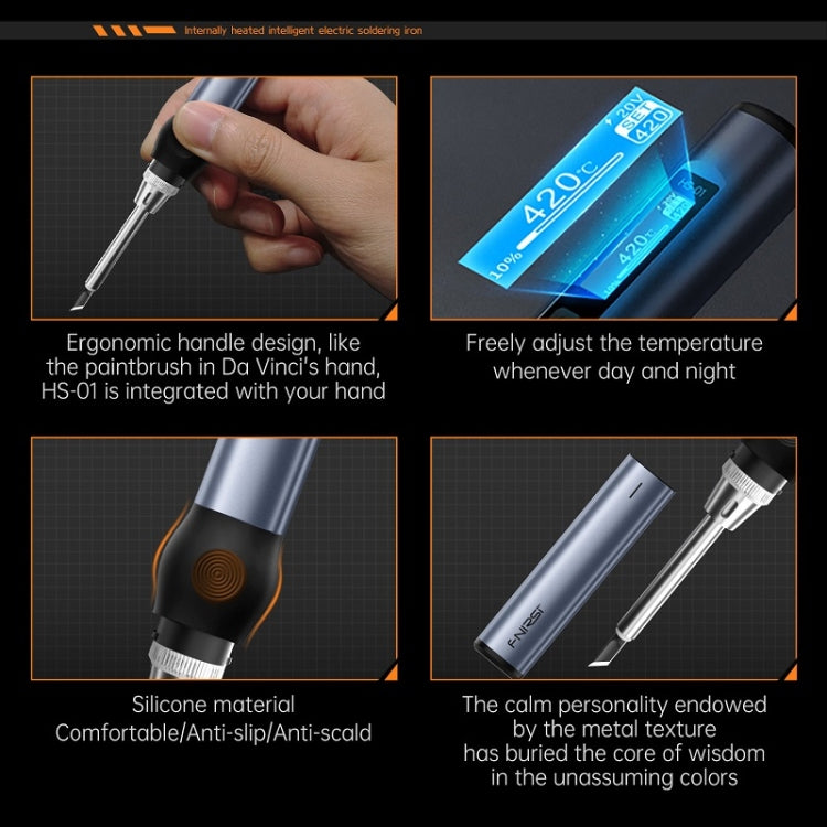 FNIRSI 4pcs/ Set Mini Soldering Station Digital Display Constant Temperature Smart Soldering Iron, Color: Blue Standard BC2