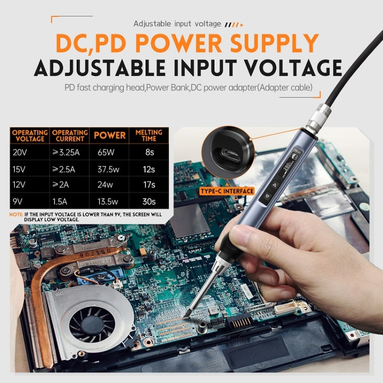 FNIRSI 14pcs/ Set Mini Soldering Station Digital Display Constant Temperature Smart Soldering Iron, Color: Black 6 Head With Power Supply