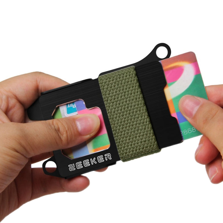 ZEEKER RFID Metal Card Holder EDC Multi-function Wallet(Green Cloth Belt)