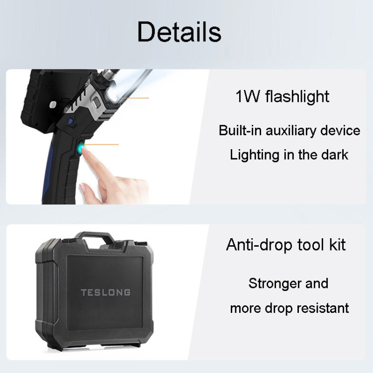 Teslong NTS300 5 Inch HD Large Screen Industrial Inspection Borescope Auto Repair Tools, Specification: 7.6mm-1M
