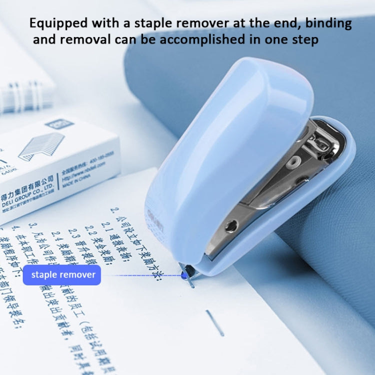 Deli  Macaron Color Stapler + 640 Staples Set Small Mini Stapler Stationery(Blue)