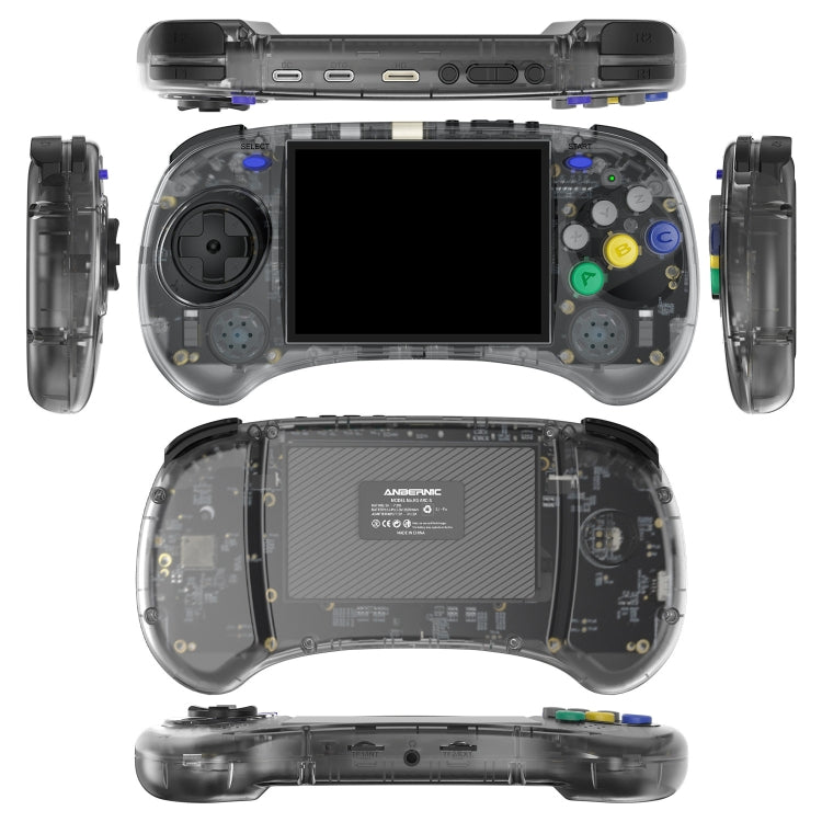 ANBERNIC RG ARC-S Handheld Game Console 4-Inch IPS Screen Linux System Portable Video Arcade 256G(Transparent Black)