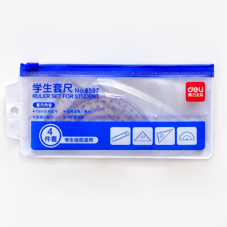 Deli  4-in-1 Ruler Set for Students Ruler Stationery Set, Model: 9597