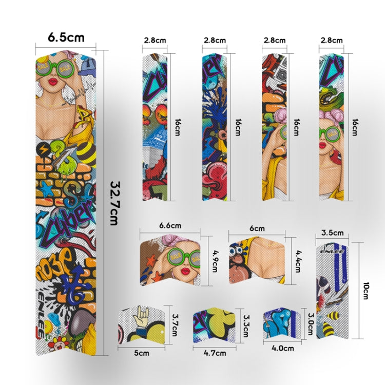 ENLEE 11pcs /Set Mountain Bike Frame Color Changing Anti-Scratch Sticker Waterproof Protective Film For Cycling Equipment, Model: Colorful Beauty