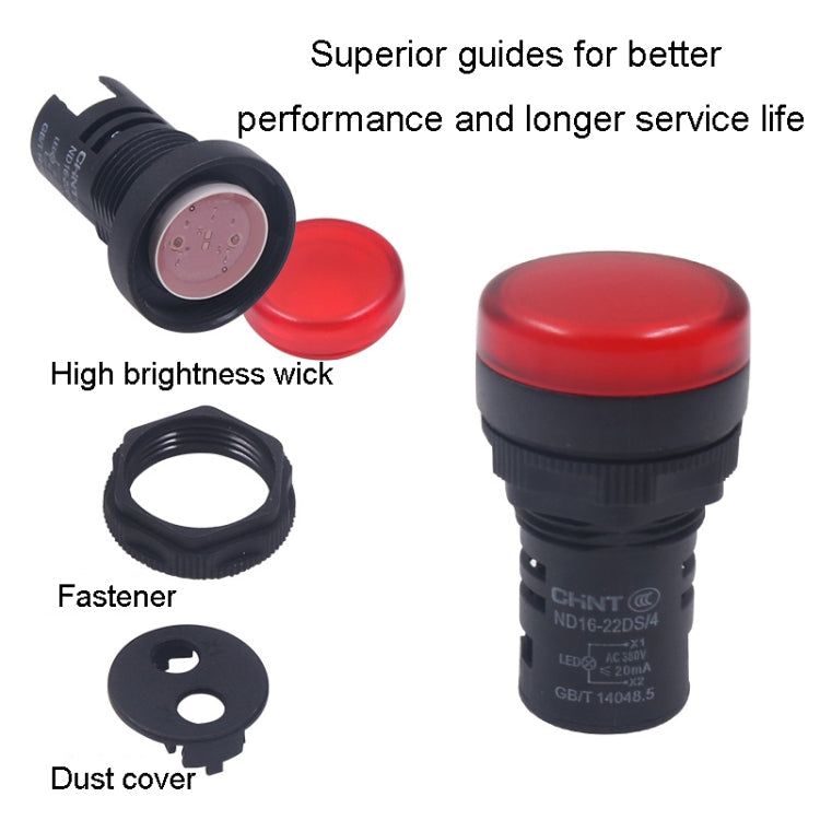 CHINT ND16-22DS LED Signal Light Power AD Indicator Lights, Model: 24V (Yellow)