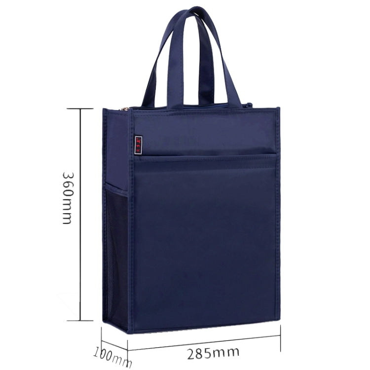 BeiDuoMei Portable File Bag A4 Waterproof Zipper Folder Can Put Water Cup Storage Bag(3 Layers Dark Blue)