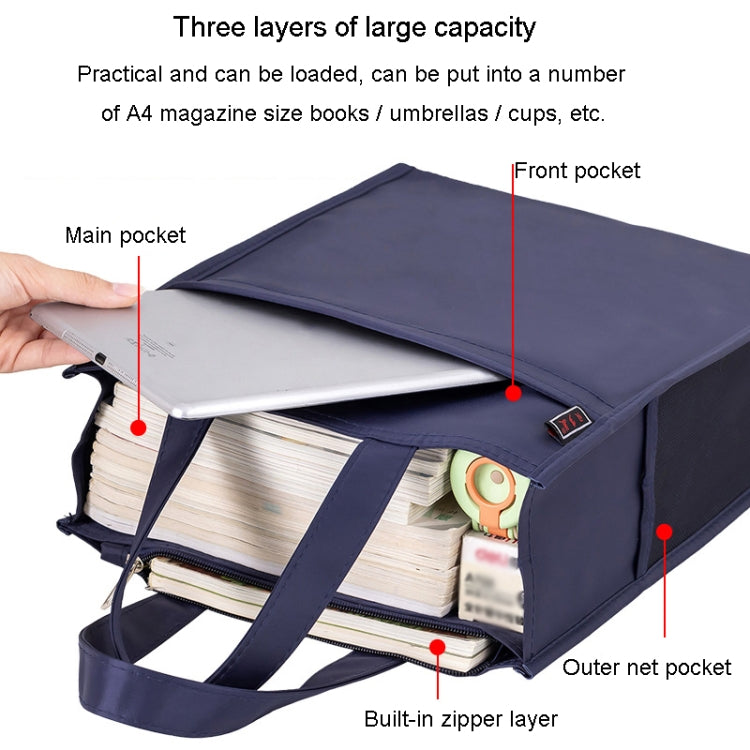 BeiDuoMei Portable File Bag A4 Waterproof Zipper Folder Can Put Water Cup Storage Bag(3 Layers Black)