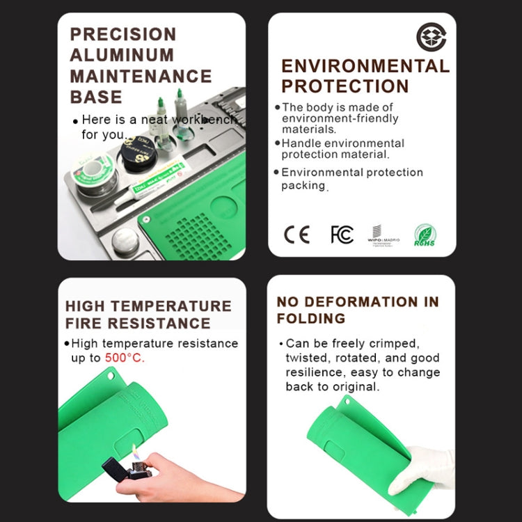 BAKU BA-692  2 In 1 Microscope Maintenance Insulation Pad Aluminum Alloy Silicone Work Mat