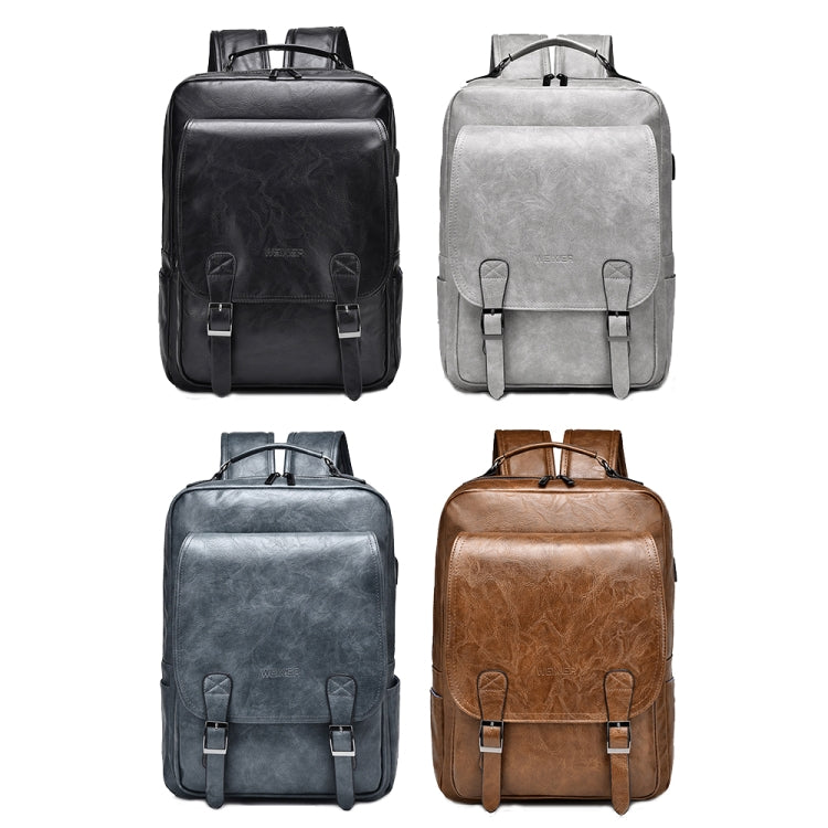 WEIXIER B677 Large Capacity Waterproof Business Backpack with USB Charging Hole(Brown)