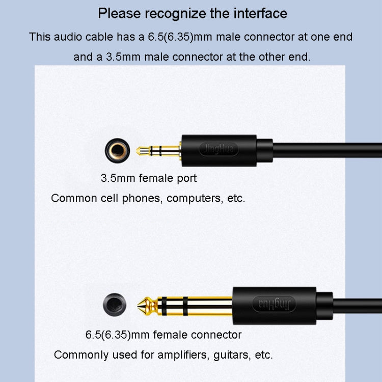 JINGHUA 3.5mm To 6.5mm Audio Cable Amplifier Guitar 6.35mm Cable, Length: 5m
